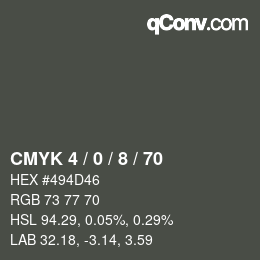 カラーコード: CMYK 4 / 0 / 8 / 70 | qconv.com