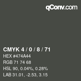 カラーコード: CMYK 4 / 0 / 8 / 71 | qconv.com