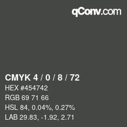 カラーコード: CMYK 4 / 0 / 8 / 72 | qconv.com