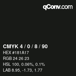 颜色代码: CMYK 4 / 0 / 8 / 90 | qconv.com