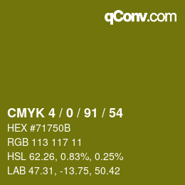 Farbcode: CMYK 4 / 0 / 91 / 54 | qconv.com