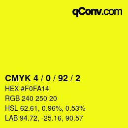 カラーコード: CMYK 4 / 0 / 92 / 2 | qconv.com