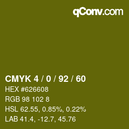 カラーコード: CMYK 4 / 0 / 92 / 60 | qconv.com