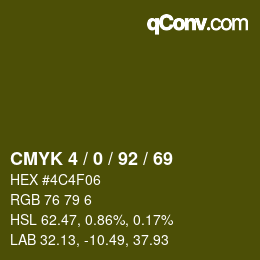 Color code: CMYK 4 / 0 / 92 / 69 | qconv.com
