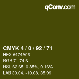 Color code: CMYK 4 / 0 / 92 / 71 | qconv.com