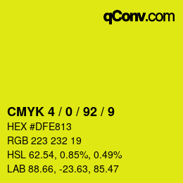 Farbcode: CMYK 4 / 0 / 92 / 9 | qconv.com