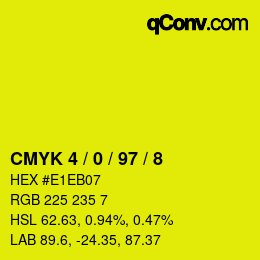 Color code: CMYK 4 / 0 / 97 / 8 | qconv.com