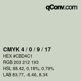 カラーコード: CMYK 4 / 0 / 9 / 17 | qconv.com