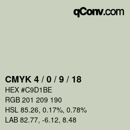 カラーコード: CMYK 4 / 0 / 9 / 18 | qconv.com