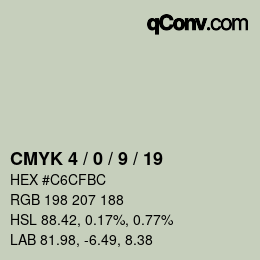 カラーコード: CMYK 4 / 0 / 9 / 19 | qconv.com