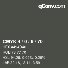 Color code: CMYK 4 / 0 / 9 / 70 | qconv.com