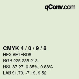 カラーコード: CMYK 4 / 0 / 9 / 8 | qconv.com