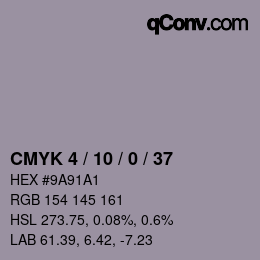 颜色代码: CMYK 4 / 10 / 0 / 37 | qconv.com