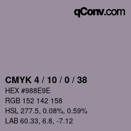 カラーコード: CMYK 4 / 10 / 0 / 38 | qconv.com