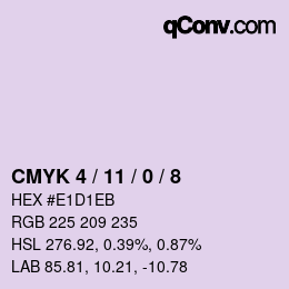 カラーコード: CMYK 4 / 11 / 0 / 8 | qconv.com