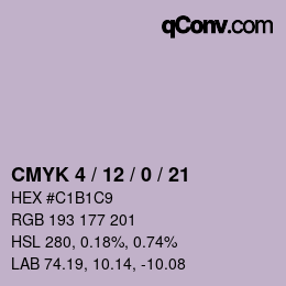 カラーコード: CMYK 4 / 12 / 0 / 21 | qconv.com