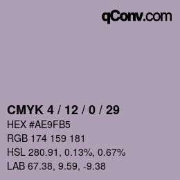 カラーコード: CMYK 4 / 12 / 0 / 29 | qconv.com