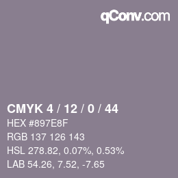 カラーコード: CMYK 4 / 12 / 0 / 44 | qconv.com