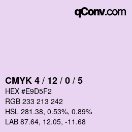カラーコード: CMYK 4 / 12 / 0 / 5 | qconv.com