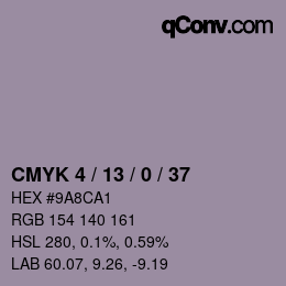 カラーコード: CMYK 4 / 13 / 0 / 37 | qconv.com