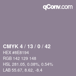 カラーコード: CMYK 4 / 13 / 0 / 42 | qconv.com