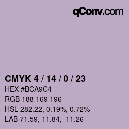 カラーコード: CMYK 4 / 14 / 0 / 23 | qconv.com
