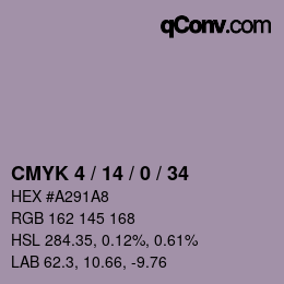 カラーコード: CMYK 4 / 14 / 0 / 34 | qconv.com