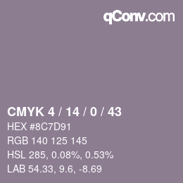 Color code: CMYK 4 / 14 / 0 / 43 | qconv.com