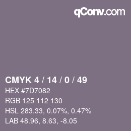 颜色代码: CMYK 4 / 14 / 0 / 49 | qconv.com