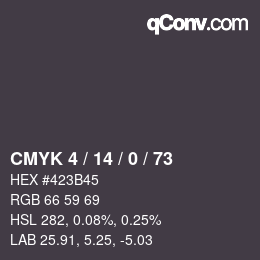 カラーコード: CMYK 4 / 14 / 0 / 73 | qconv.com