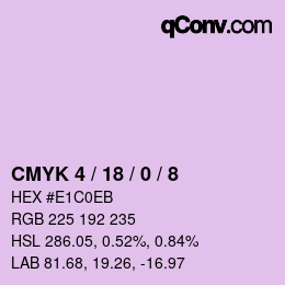 Farbcode: CMYK 4 / 18 / 0 / 8 | qconv.com