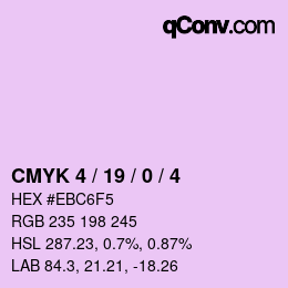 カラーコード: CMYK 4 / 19 / 0 / 4 | qconv.com