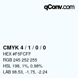 カラーコード: CMYK 4 / 1 / 0 / 0 | qconv.com