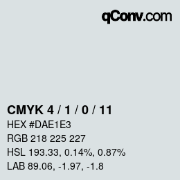 カラーコード: CMYK 4 / 1 / 0 / 11 | qconv.com