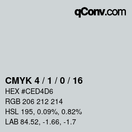 颜色代码: CMYK 4 / 1 / 0 / 16 | qconv.com