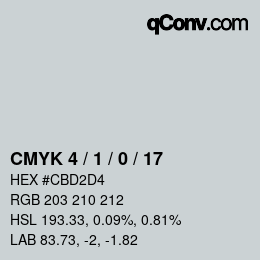 Color code: CMYK 4 / 1 / 0 / 17 | qconv.com