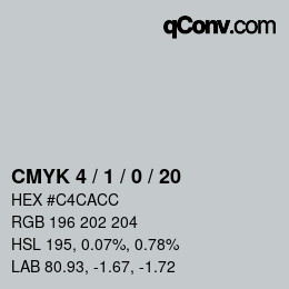 Farbcode: CMYK 4 / 1 / 0 / 20 | qconv.com