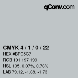 颜色代码: CMYK 4 / 1 / 0 / 22 | qconv.com