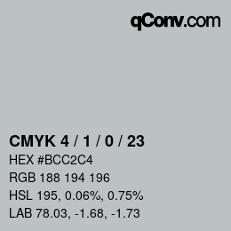 Color code: CMYK 4 / 1 / 0 / 23 | qconv.com