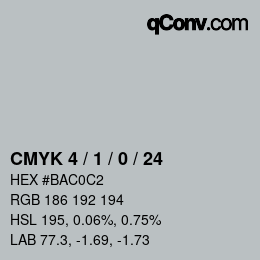 颜色代码: CMYK 4 / 1 / 0 / 24 | qconv.com