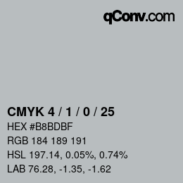 颜色代码: CMYK 4 / 1 / 0 / 25 | qconv.com