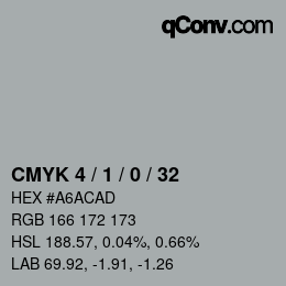 Farbcode: CMYK 4 / 1 / 0 / 32 | qconv.com