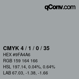 カラーコード: CMYK 4 / 1 / 0 / 35 | qconv.com