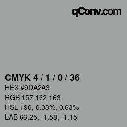 Farbcode: CMYK 4 / 1 / 0 / 36 | qconv.com