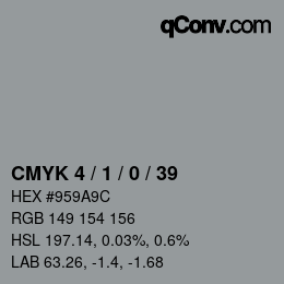 颜色代码: CMYK 4 / 1 / 0 / 39 | qconv.com