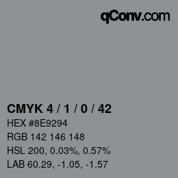 カラーコード: CMYK 4 / 1 / 0 / 42 | qconv.com