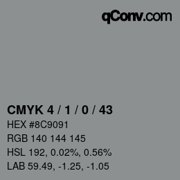 颜色代码: CMYK 4 / 1 / 0 / 43 | qconv.com