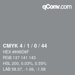 カラーコード: CMYK 4 / 1 / 0 / 44 | qconv.com