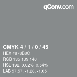 Color code: CMYK 4 / 1 / 0 / 45 | qconv.com