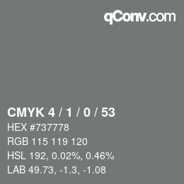 Color code: CMYK 4 / 1 / 0 / 53 | qconv.com